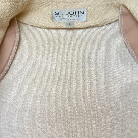 St John Collection Knit Yellow 3/4 Sleeve Blazer Zipper Closure Size 12
